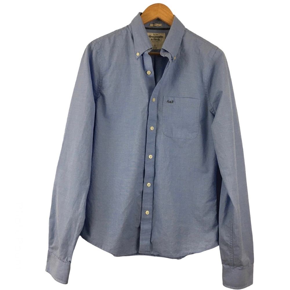 Abercrombie & Fitch Long Sleeve Button Down Light Blue Casual Shirt Size XL